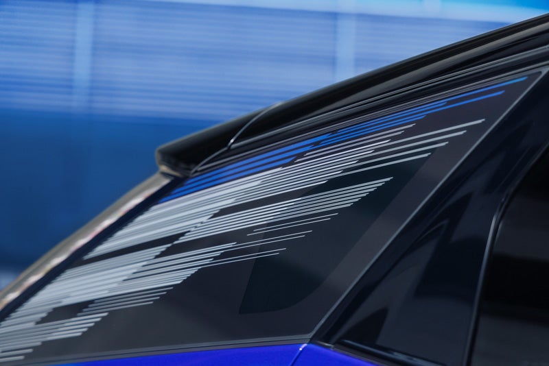 Close-up of the Modern Pattern on the 2026 OPTIQ-V Rear Quarter Glass | Bergstrom Cadillac of Appleton in Appleton WI